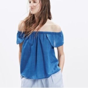 J. Crew adjustable on/off the shoulder denim shirt